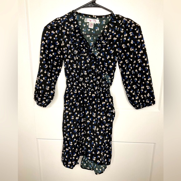 Other - Black dress with floral pattern size 10 girls